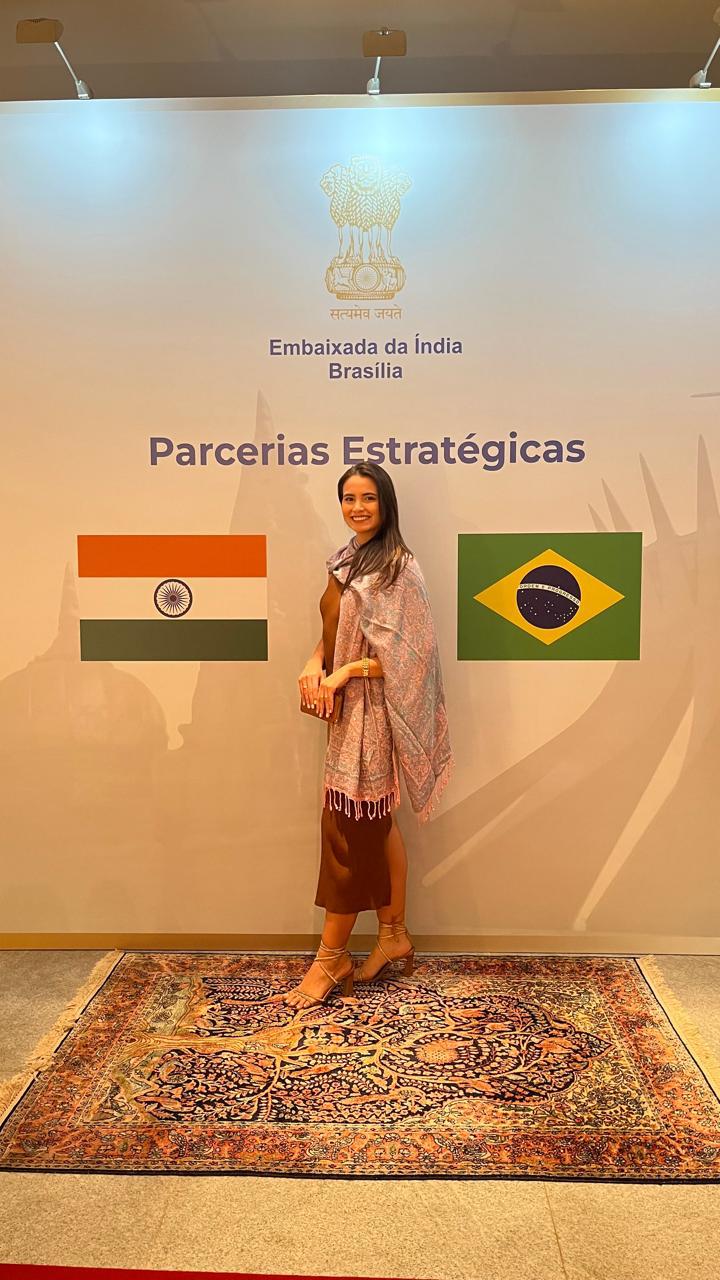 Laís Mota na Embaixada da Índia em Brasília, no evento Parcerias Estratégicas